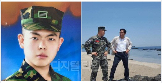왼쪽은 곽상도 국민의힘 의원 아들의 군복무 시절 모습. 오른쪽은 송석준 국민의힘 의원 부자의 모습.
